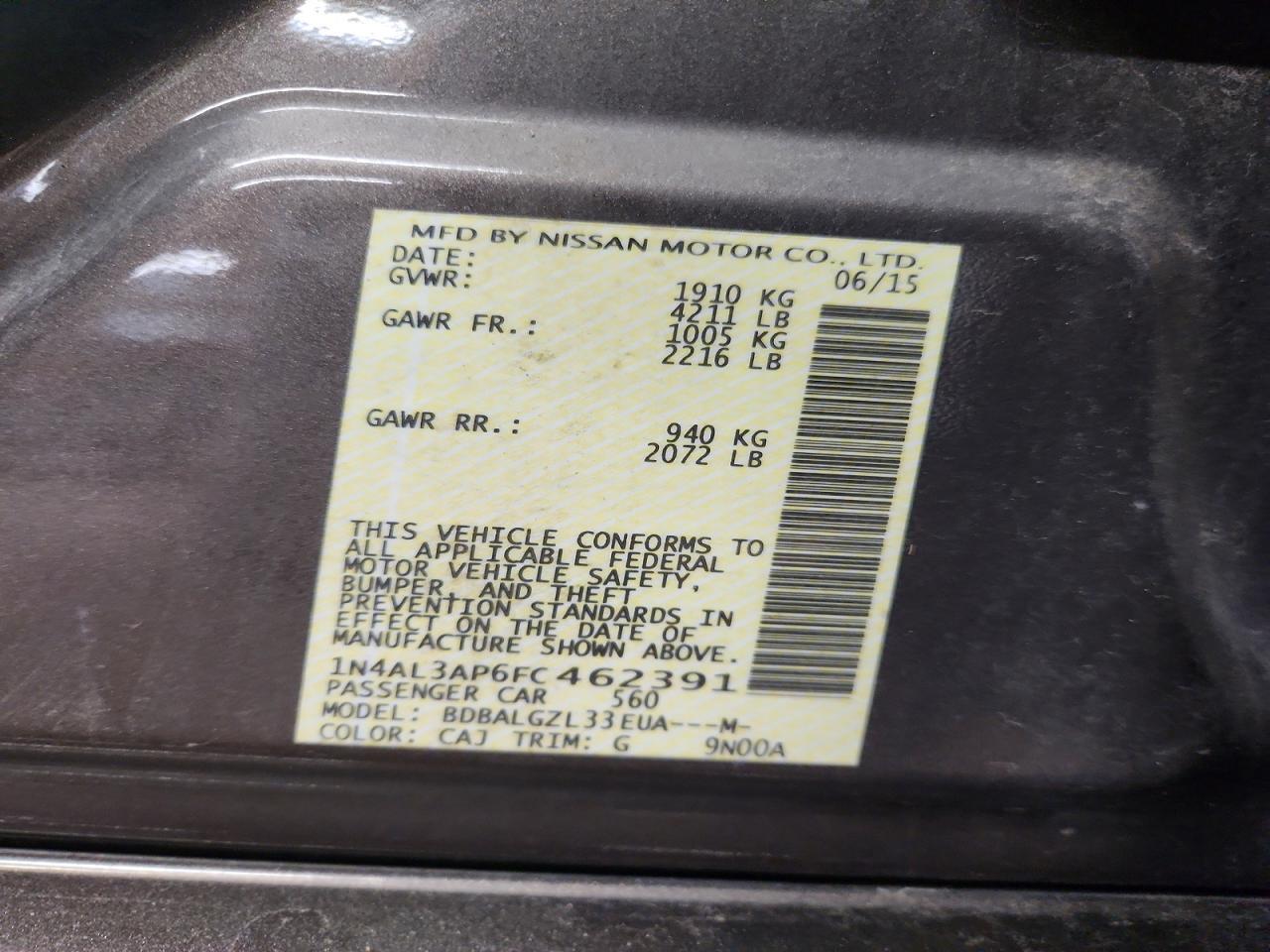 2015 NISSAN ALTIMA