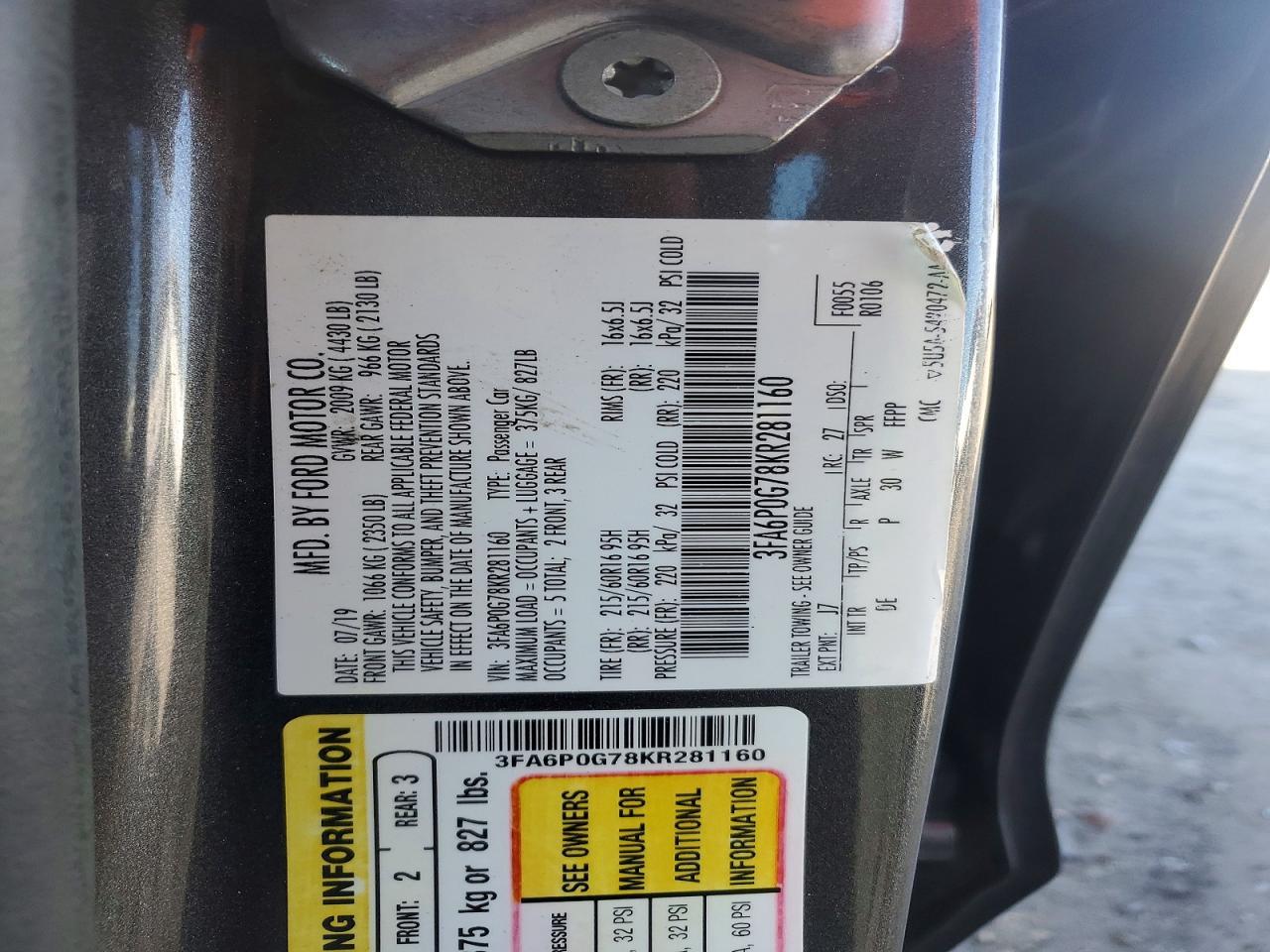 2019 FORD FUSION