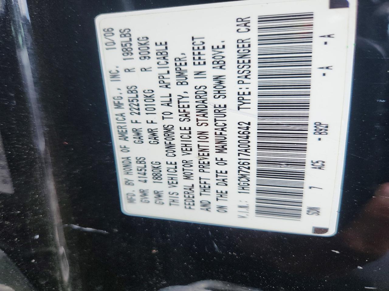 2007 HONDA ACCORD