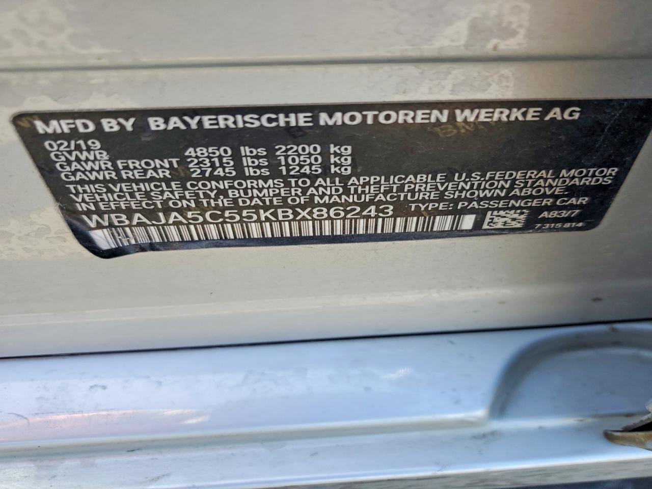 2019 BMW 5 series