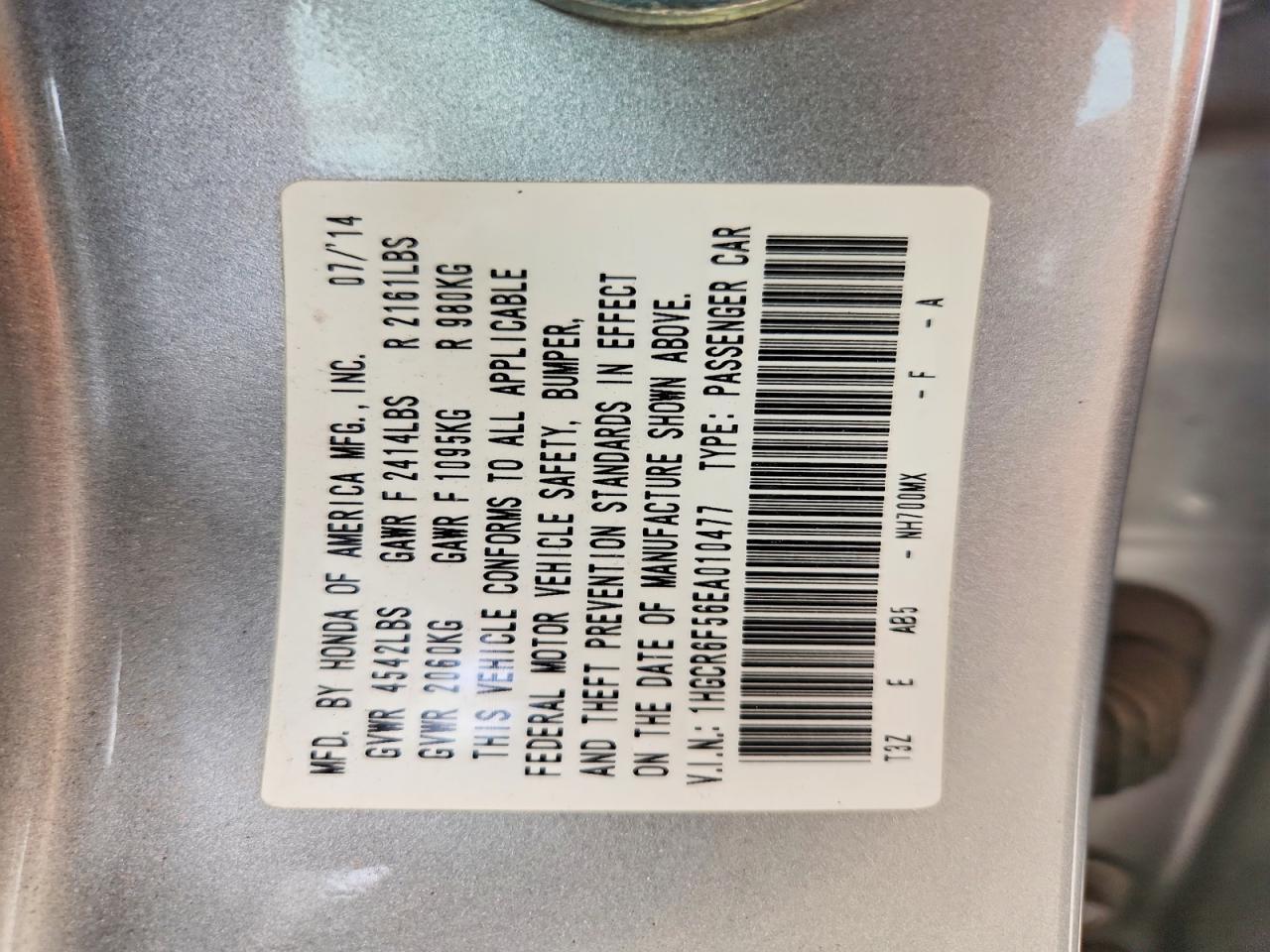 2014 HONDA ACCORD