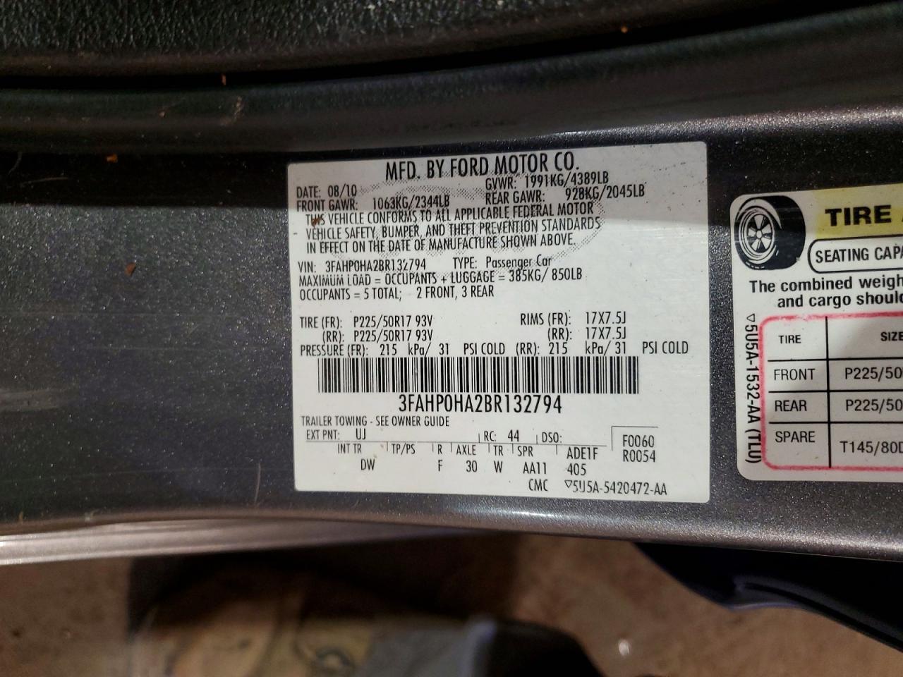 2011 FORD FUSION