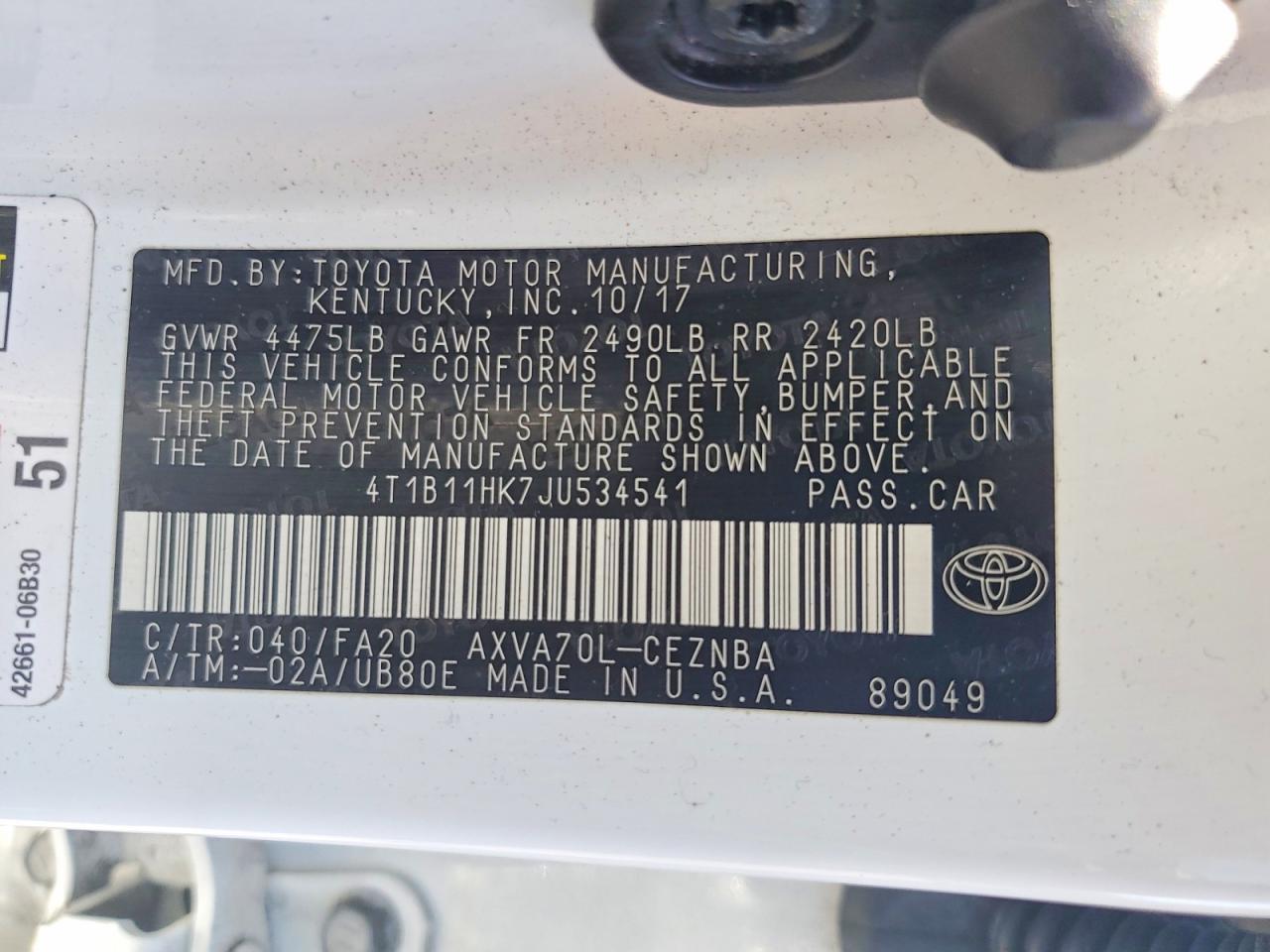 2018 TOYOTA CAMRY