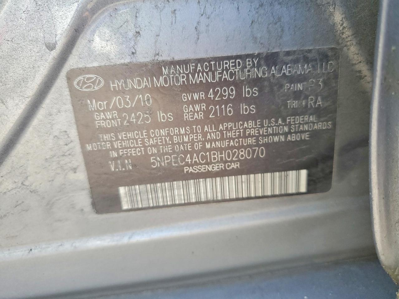 2011 HYUNDAI SONATA