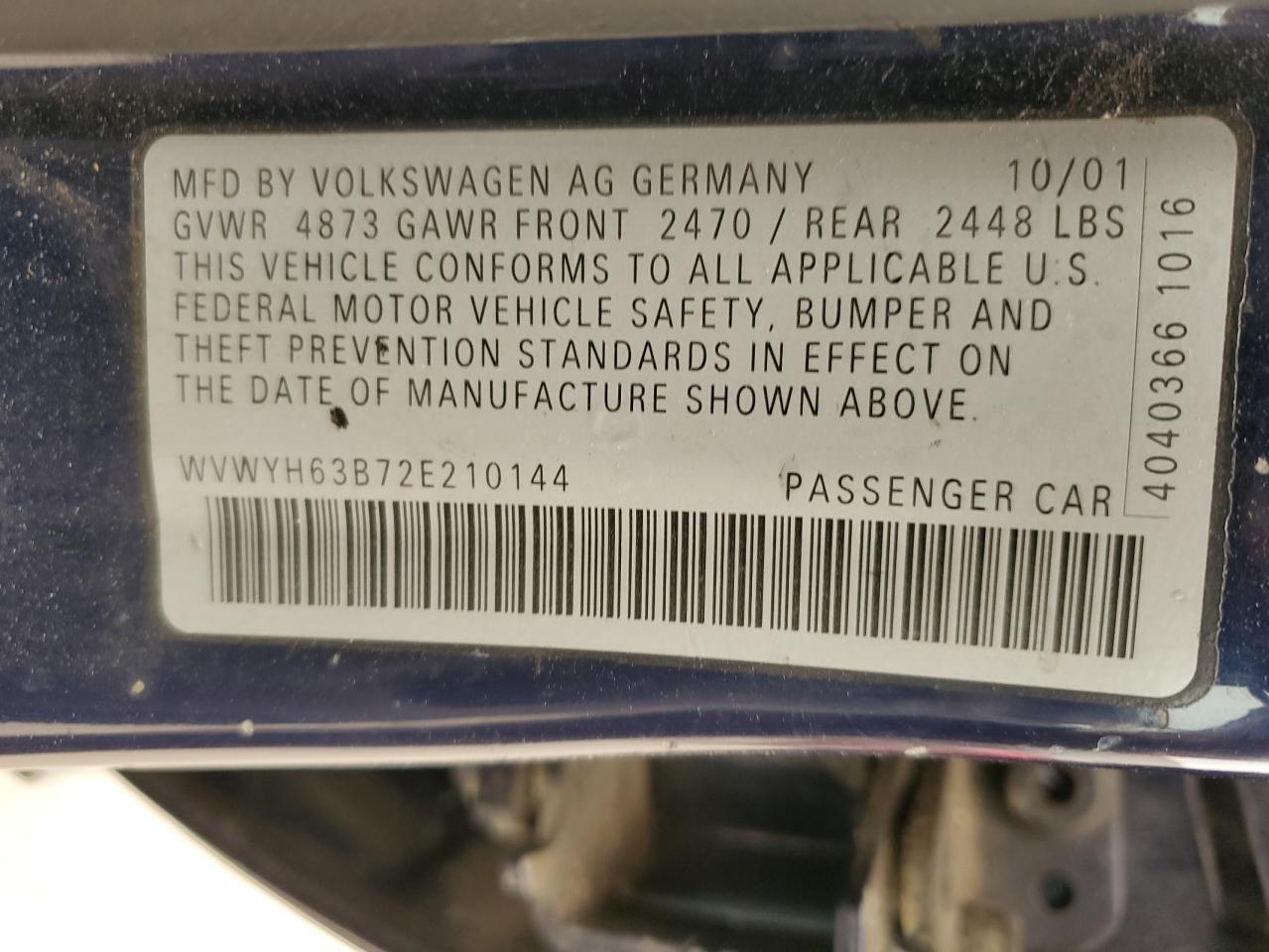 2002 VOLKSWAGEN Passat