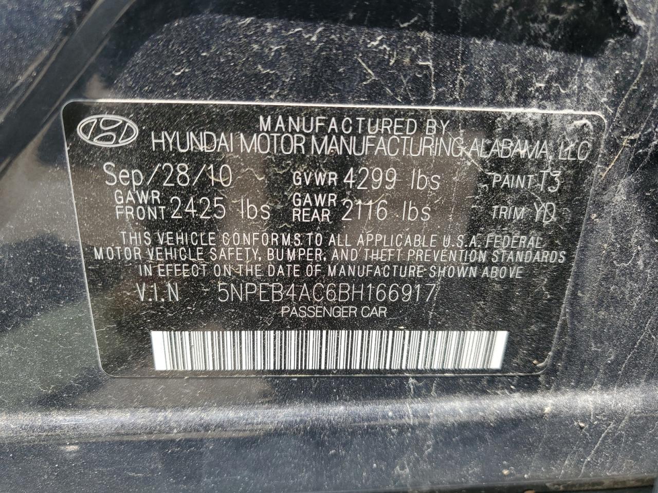 2011 HYUNDAI SONATA