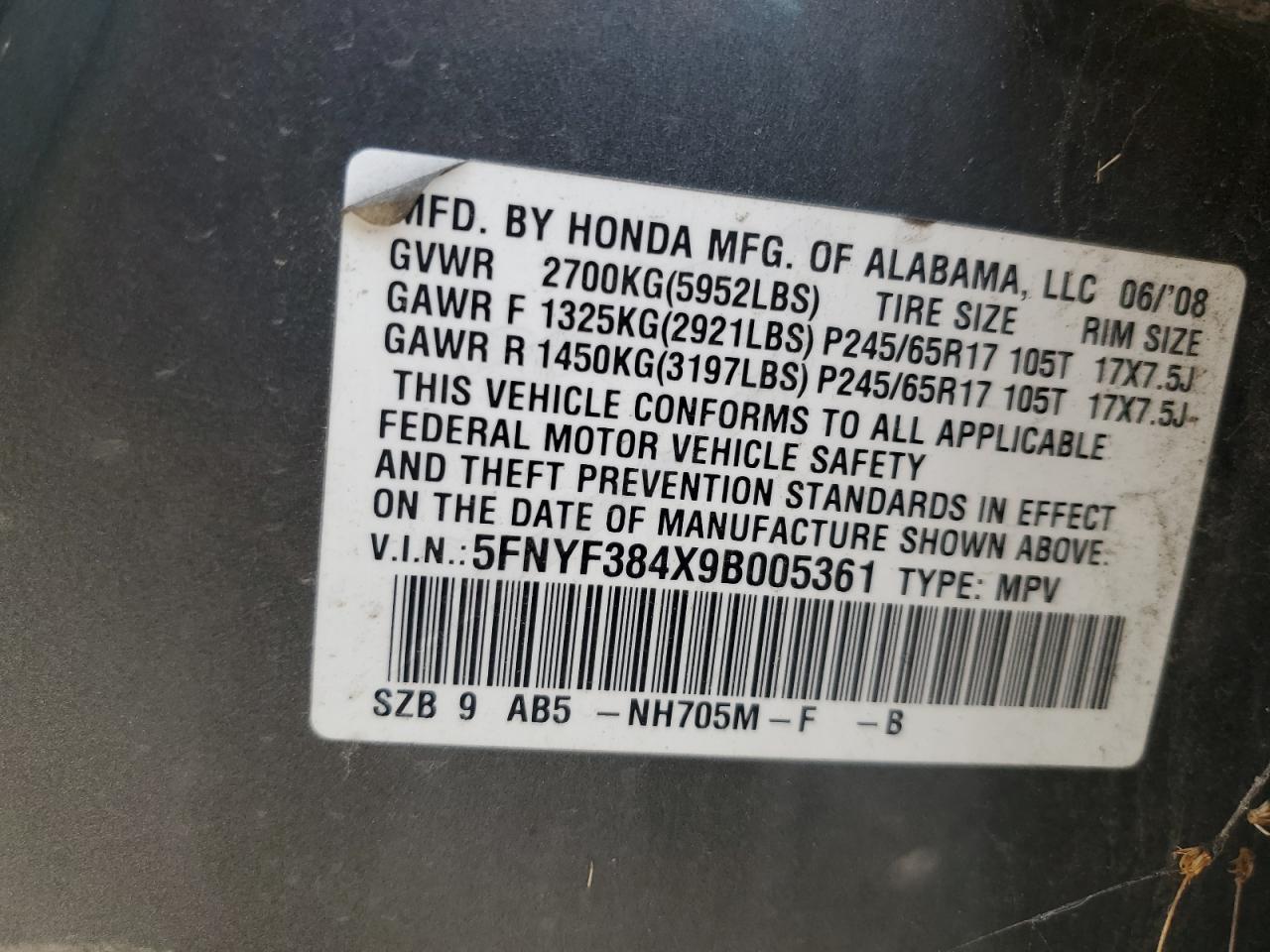 2009 HONDA PILOT
