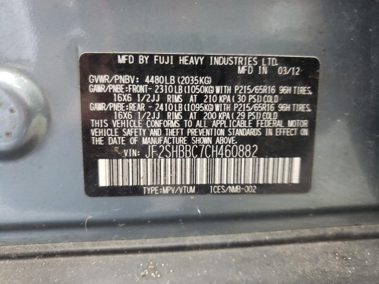 2012 SUBARU FORESTER