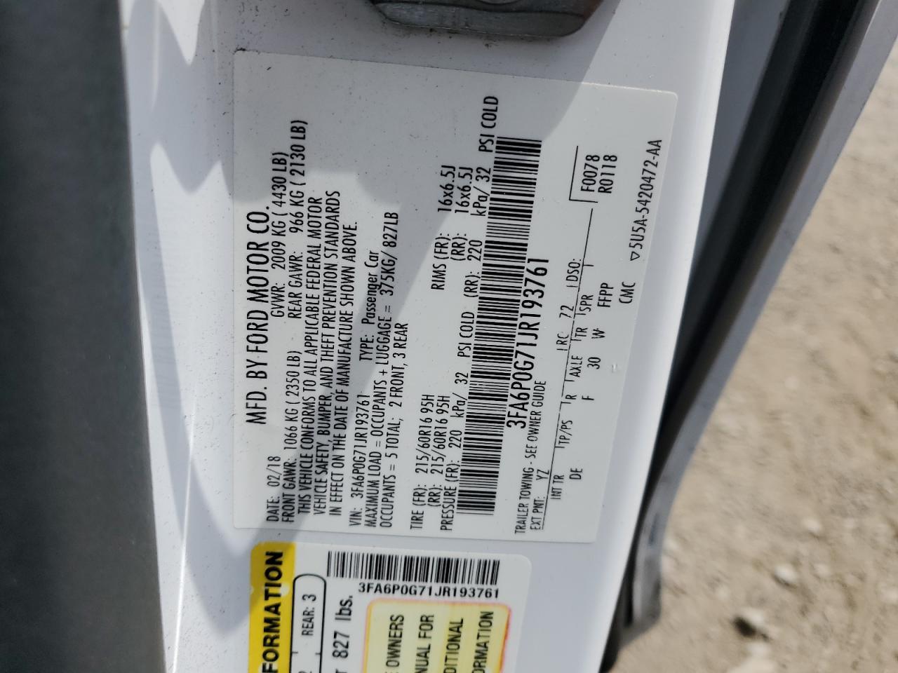 2018 FORD FUSION