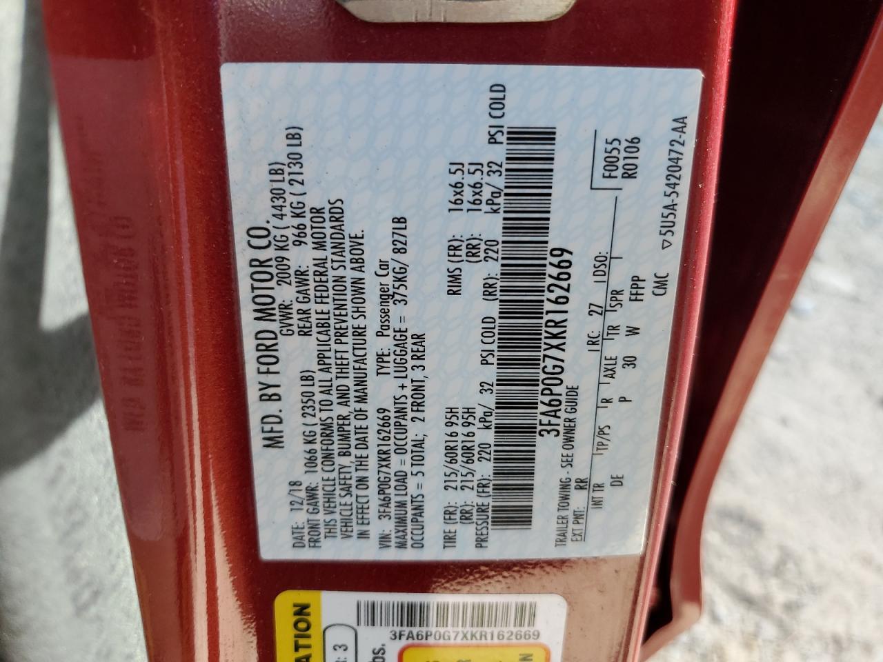 2019 FORD FUSION