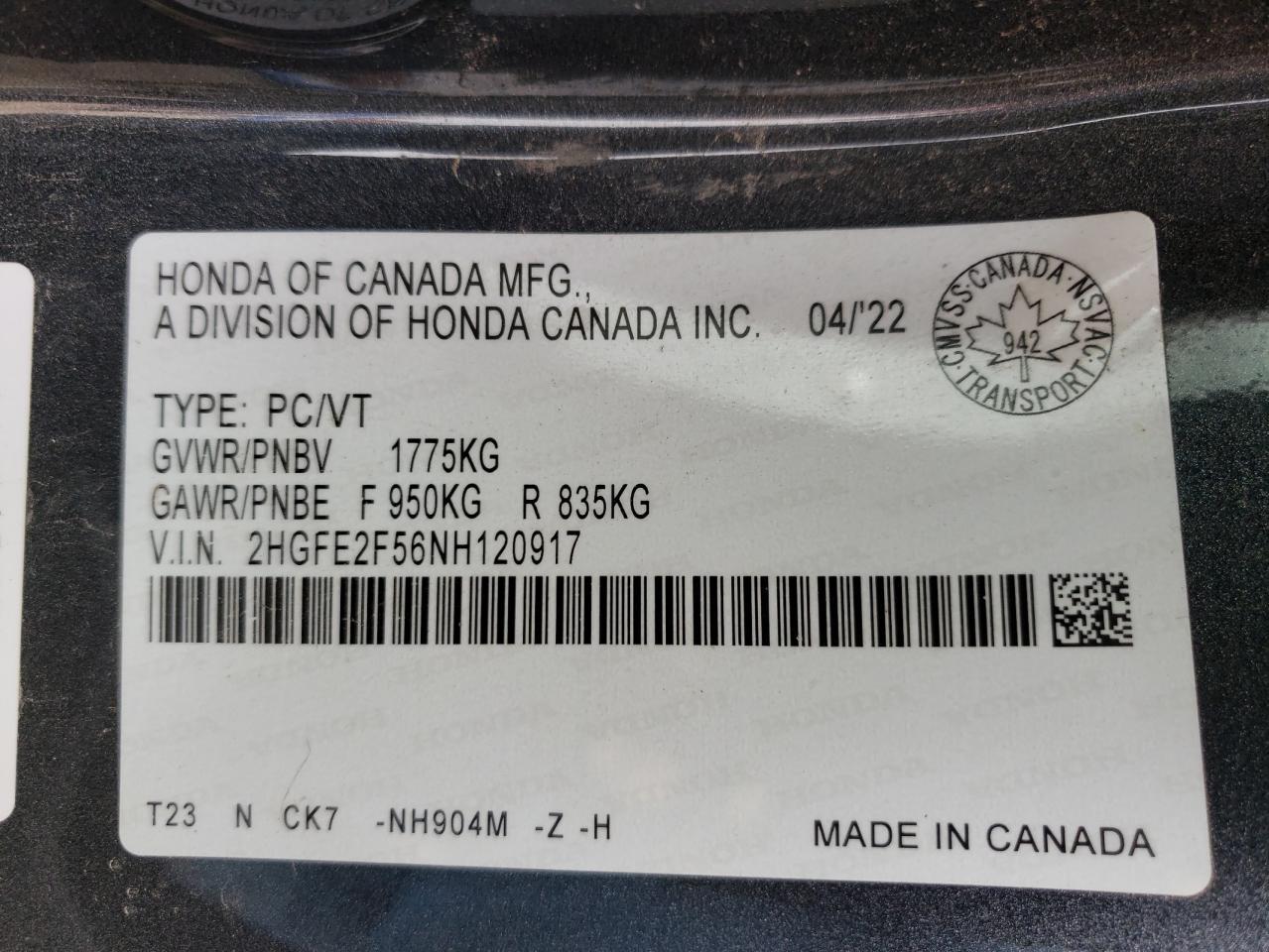 2022 HONDA CIVIC