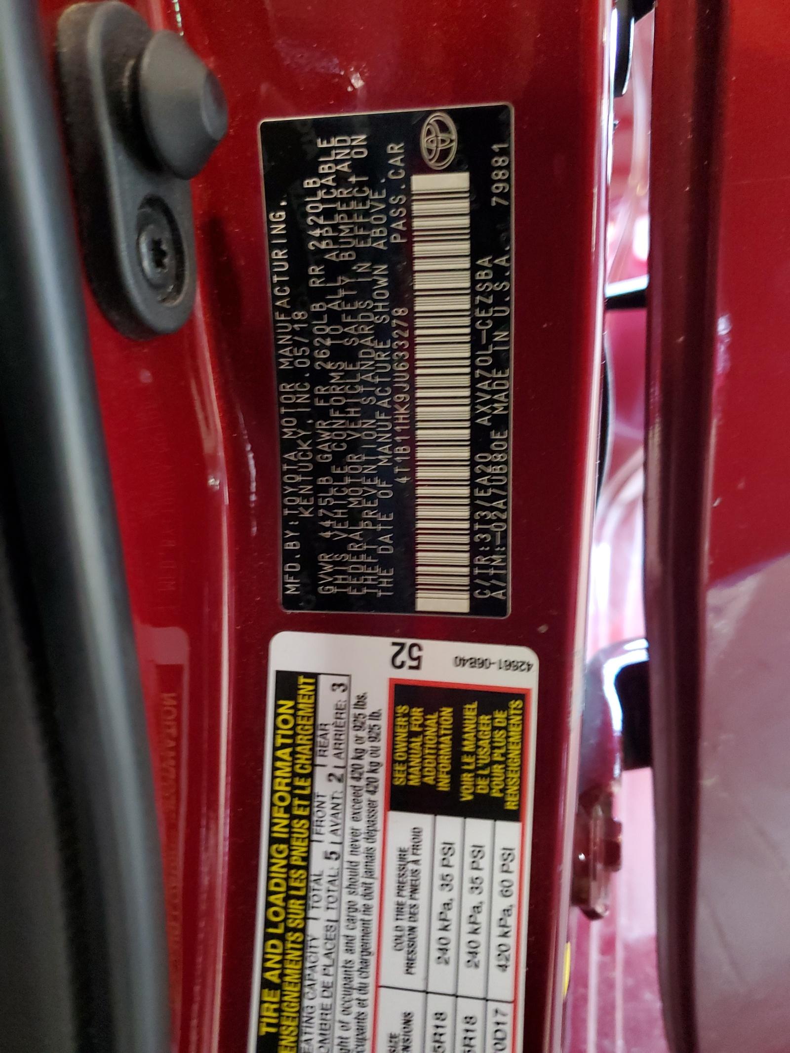 2018 TOYOTA CAMRY