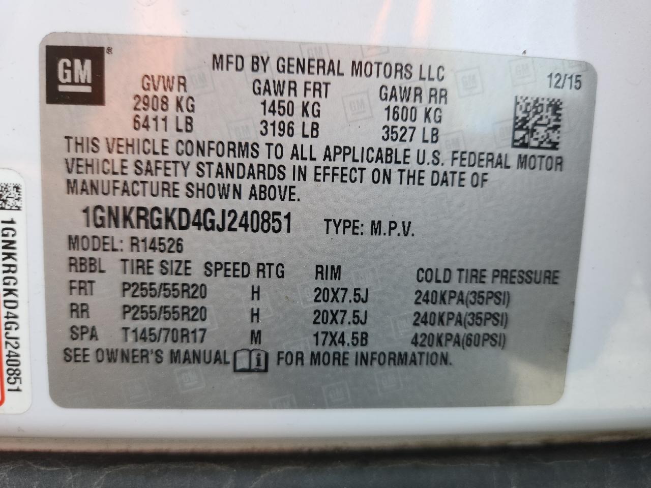 2016 CHEVROLET TRAVERSE