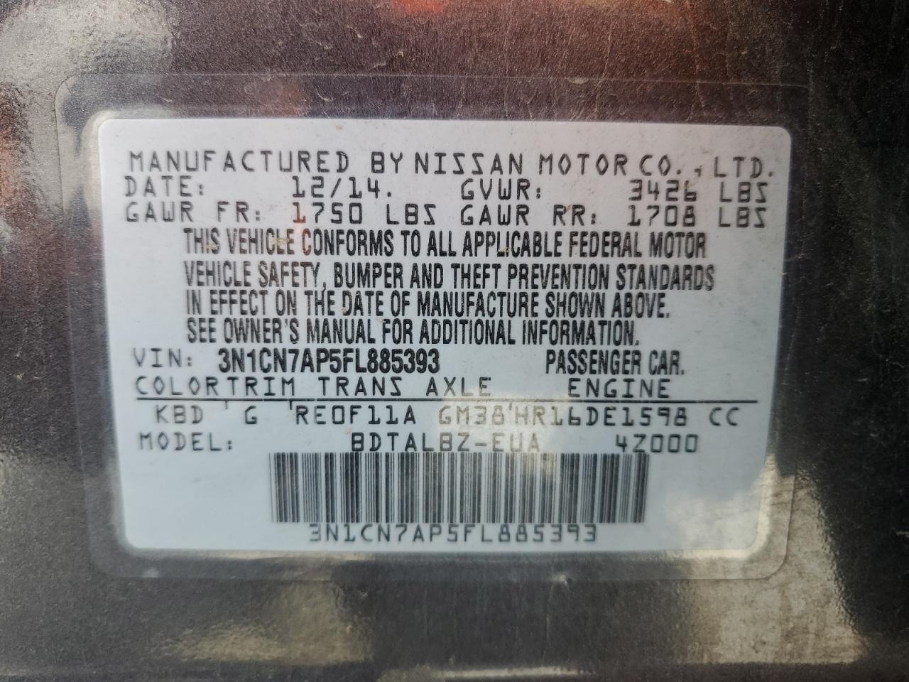 2015 NISSAN VERSA