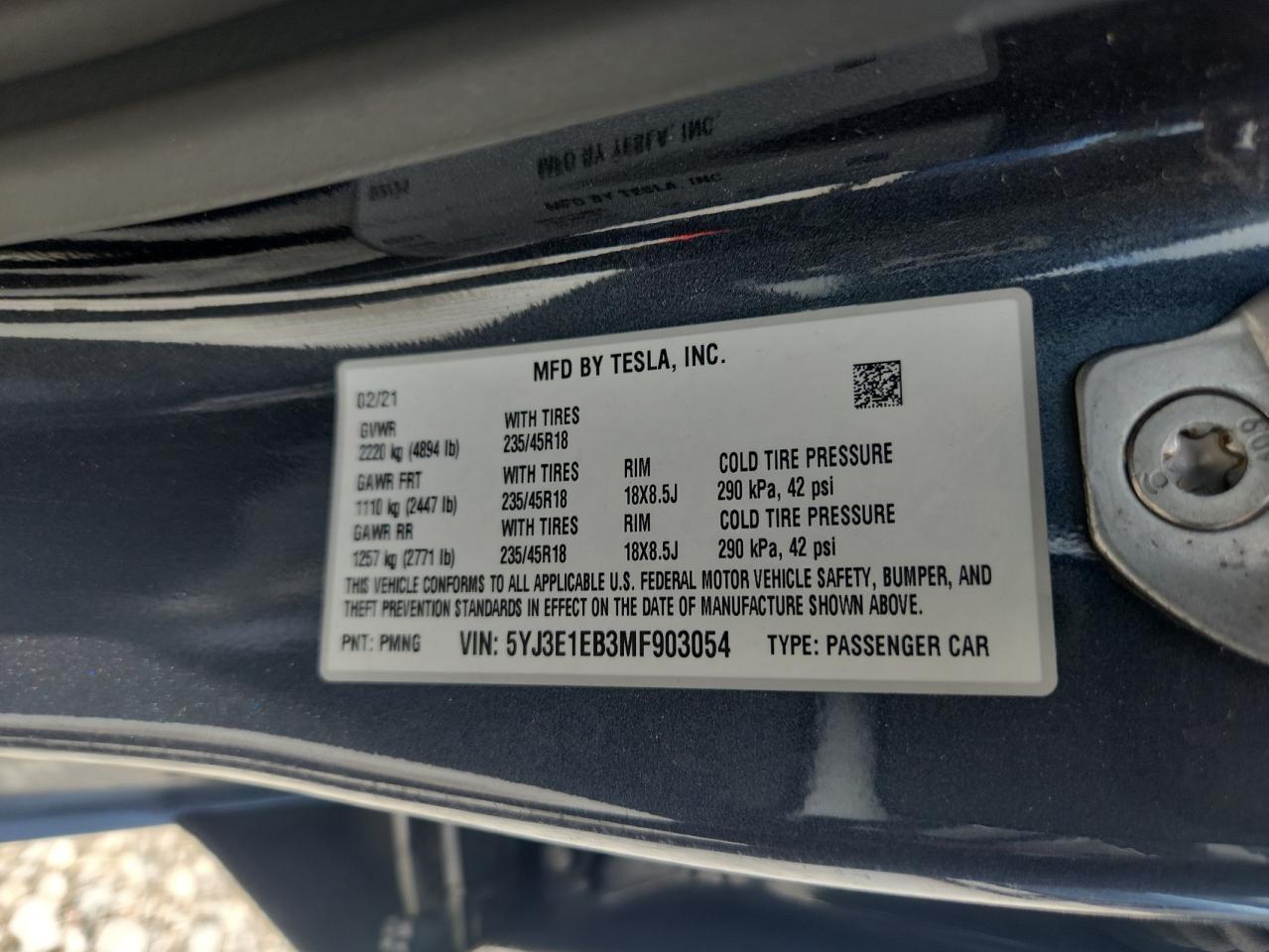 2021 TESLA MODEL 3