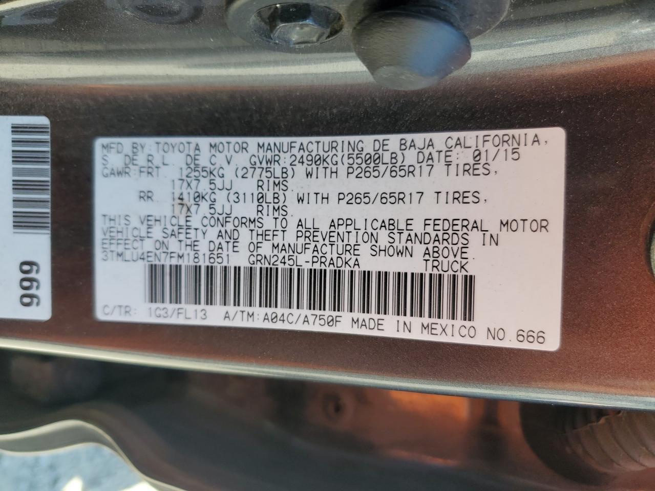 2015 TOYOTA TACOMA