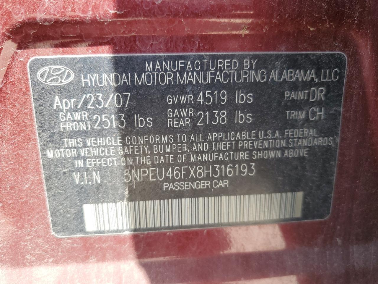 2008 HYUNDAI SONATA