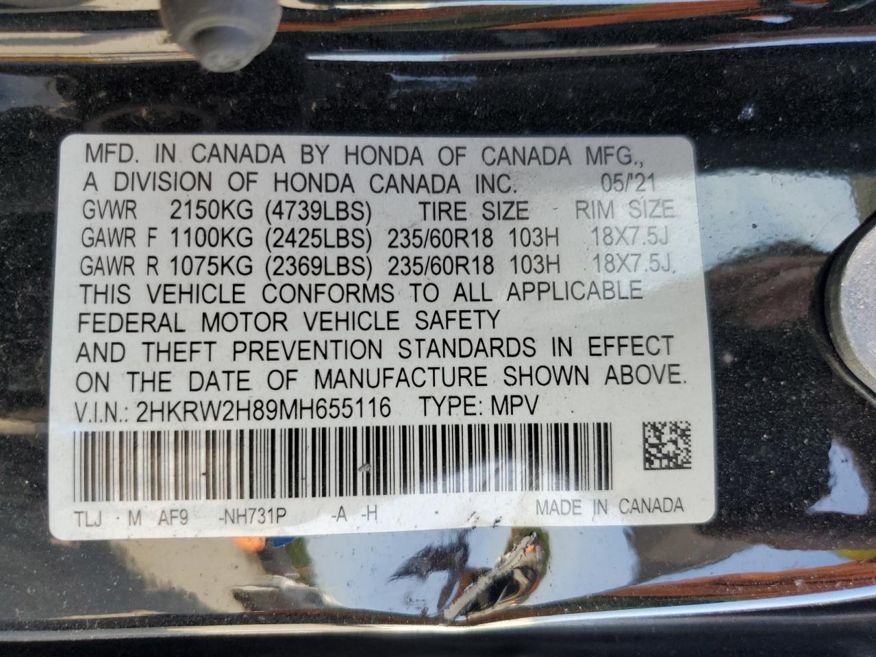 2021 HONDA CR-V
