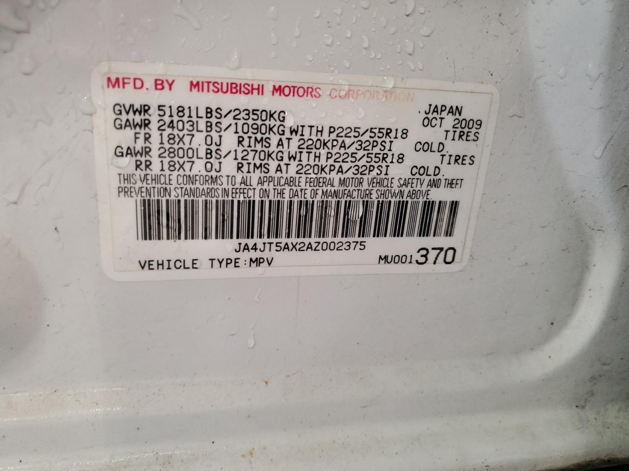 2010 MITSUBISHI outlander