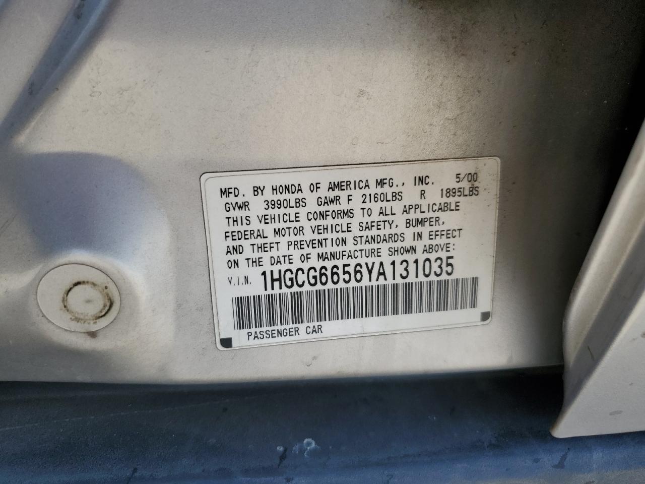 2000 HONDA ACCORD