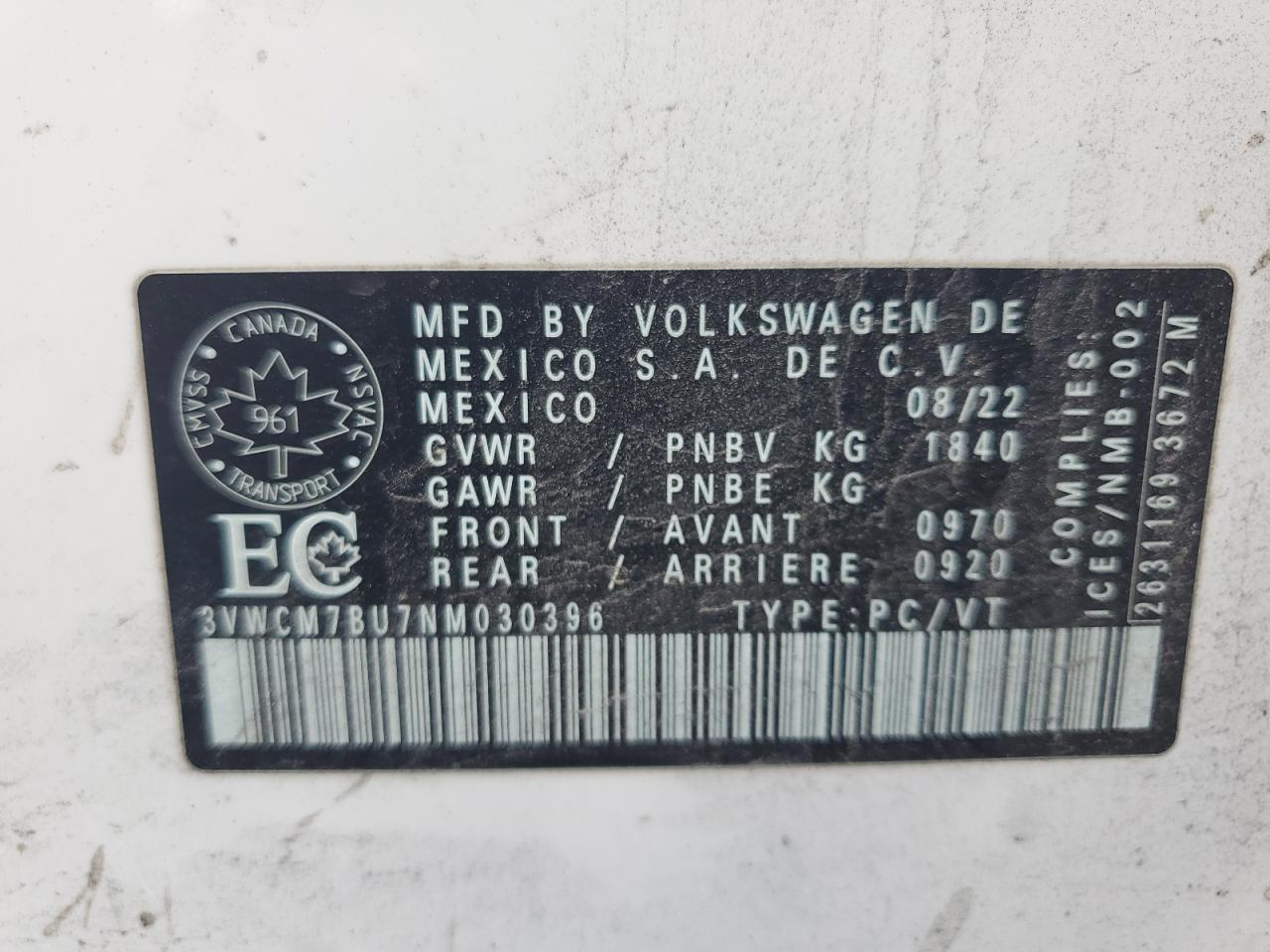 2022 VOLKSWAGEN JETTA