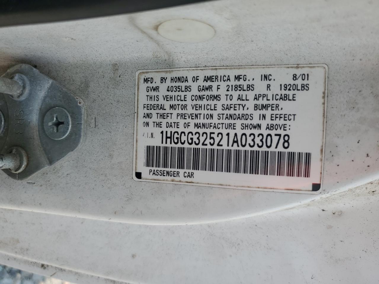 2001 HONDA ACCORD