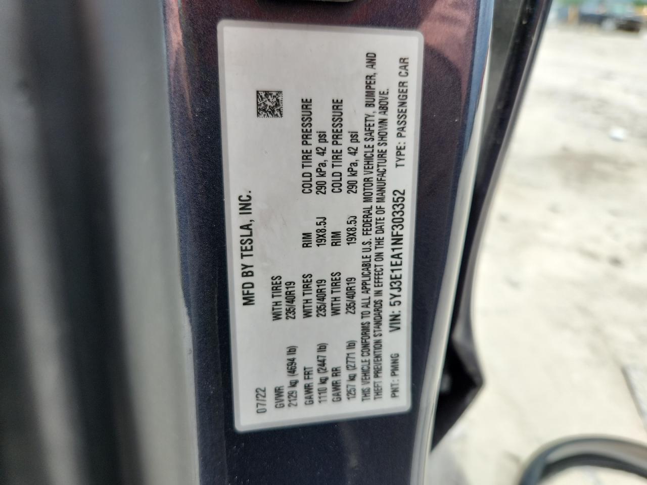 2022 TESLA MODEL 3