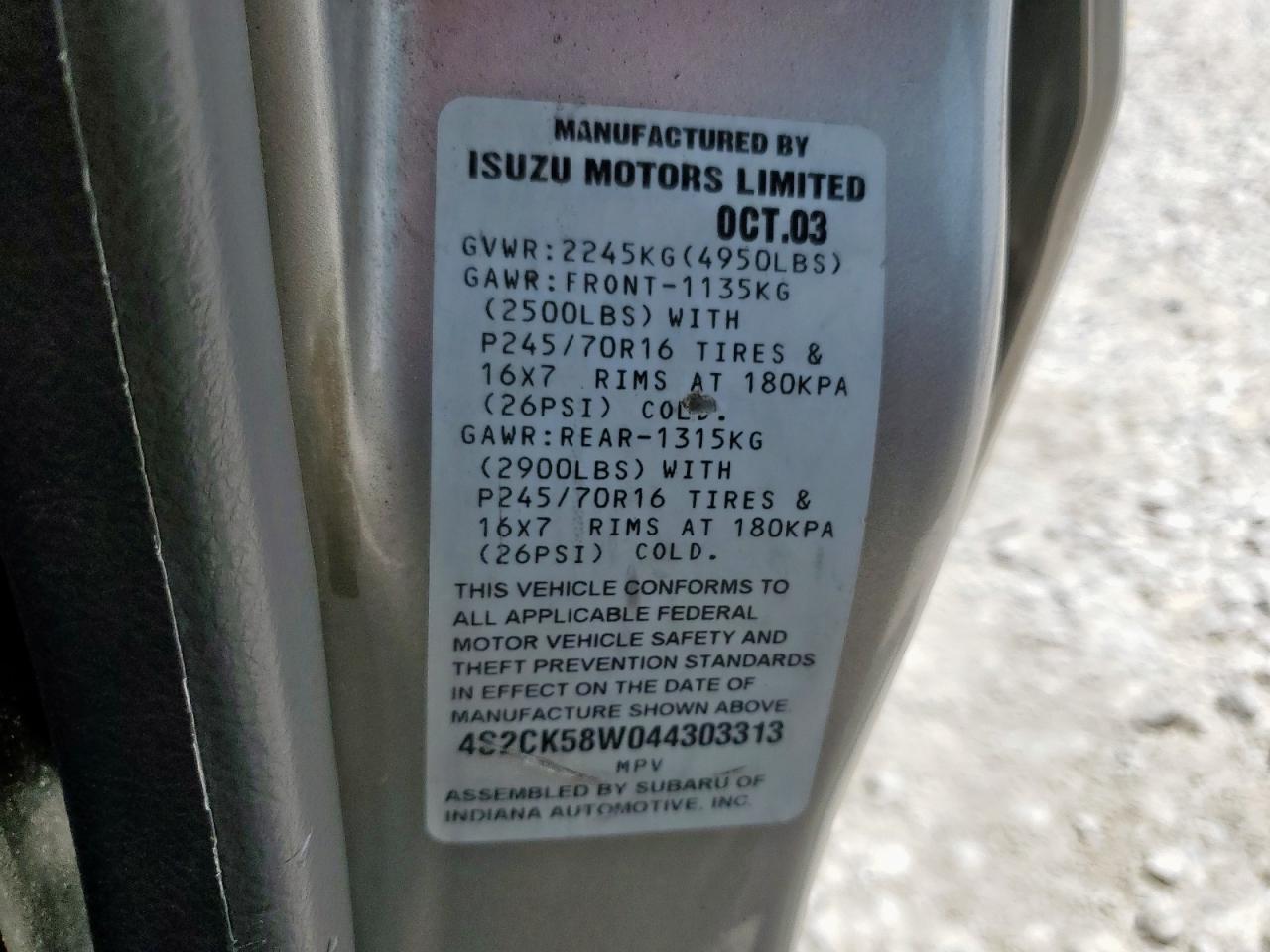 2004 ISUZU Rodeo