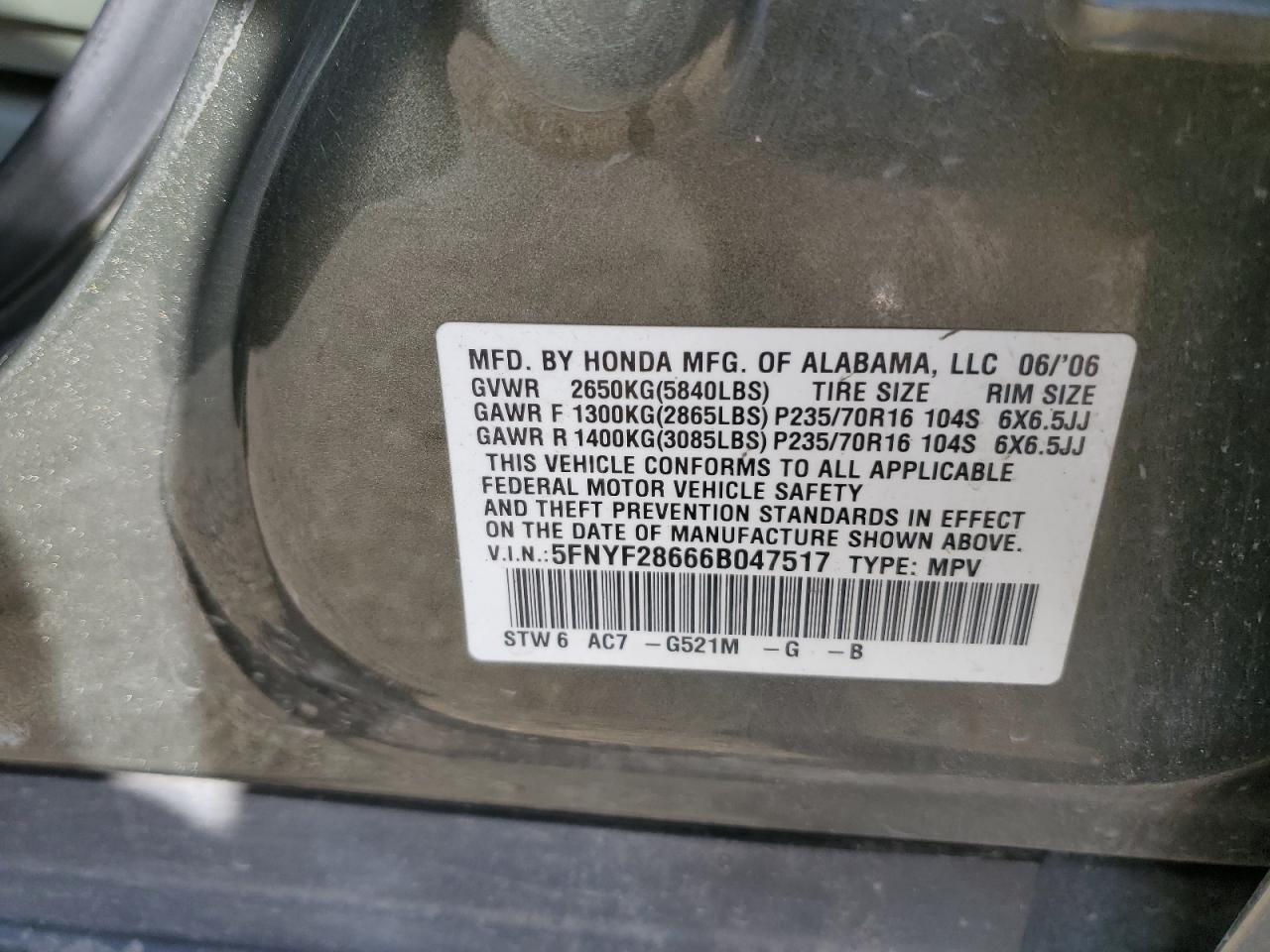 2006 HONDA PILOT