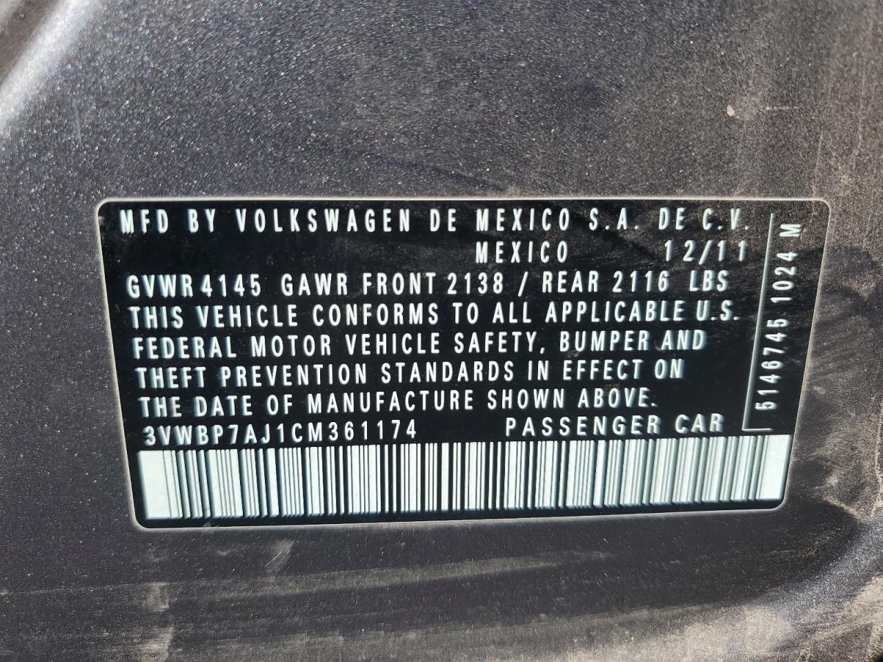 2012 VOLKSWAGEN JETTA