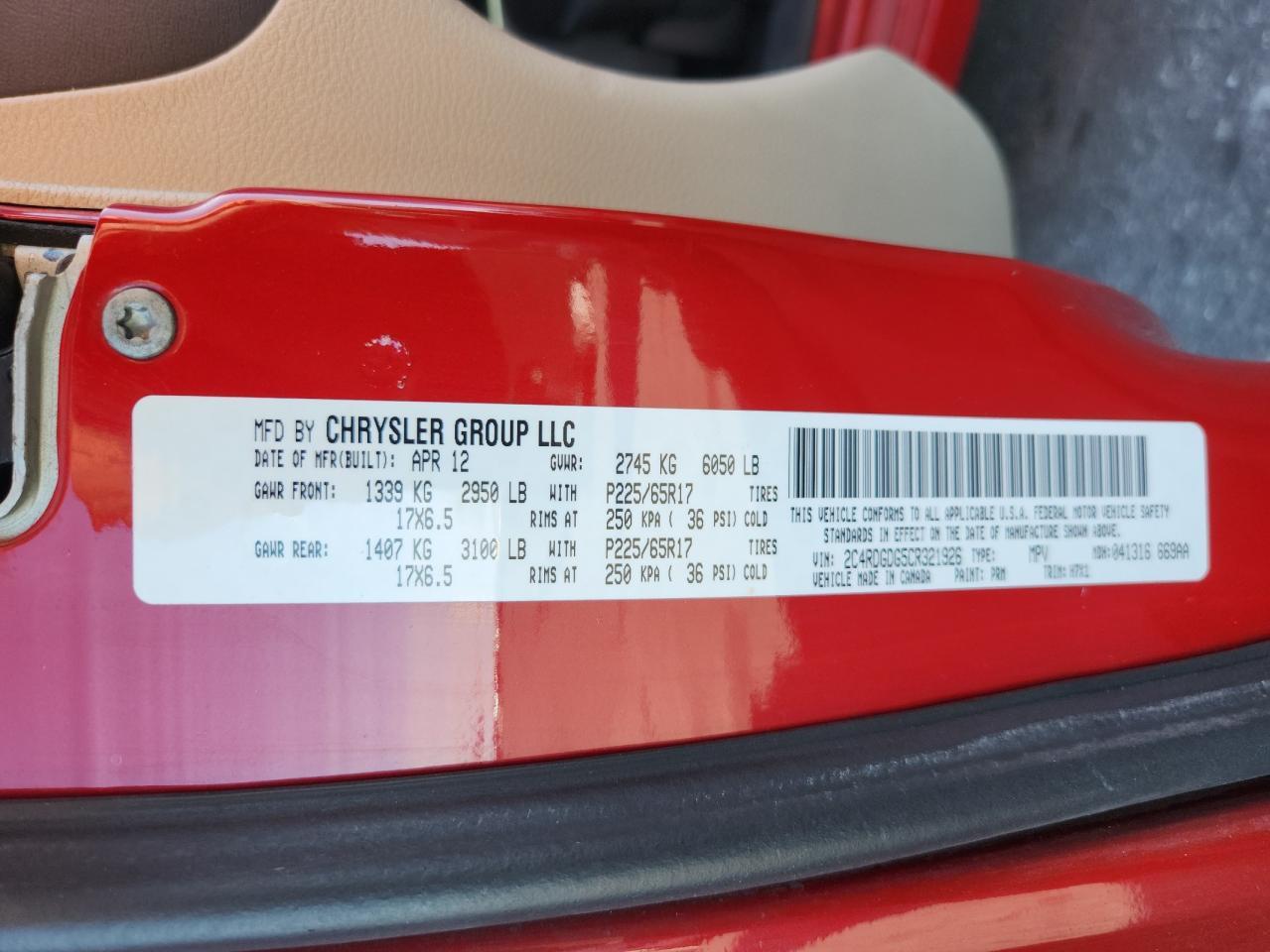 2012 DODGE GRAND CARAVAN