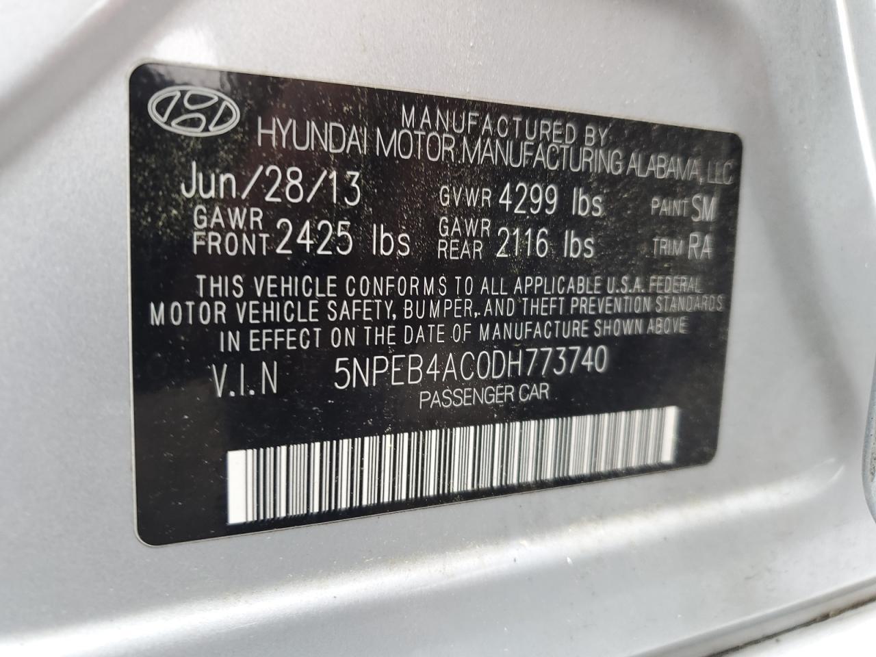 2013 HYUNDAI SONATA