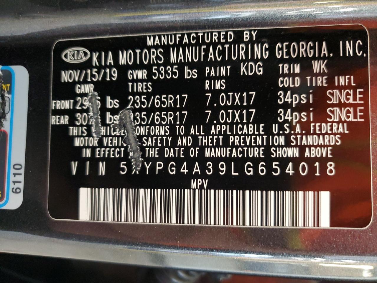 2020 KIA SORENTO