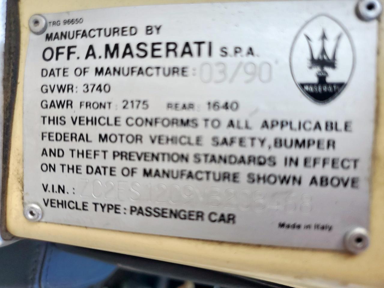 1991 CHRYSLER Tc