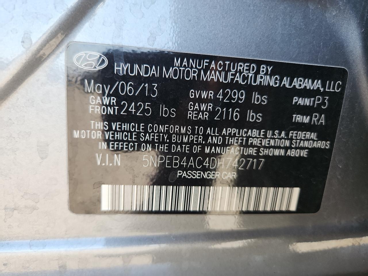 2013 HYUNDAI SONATA