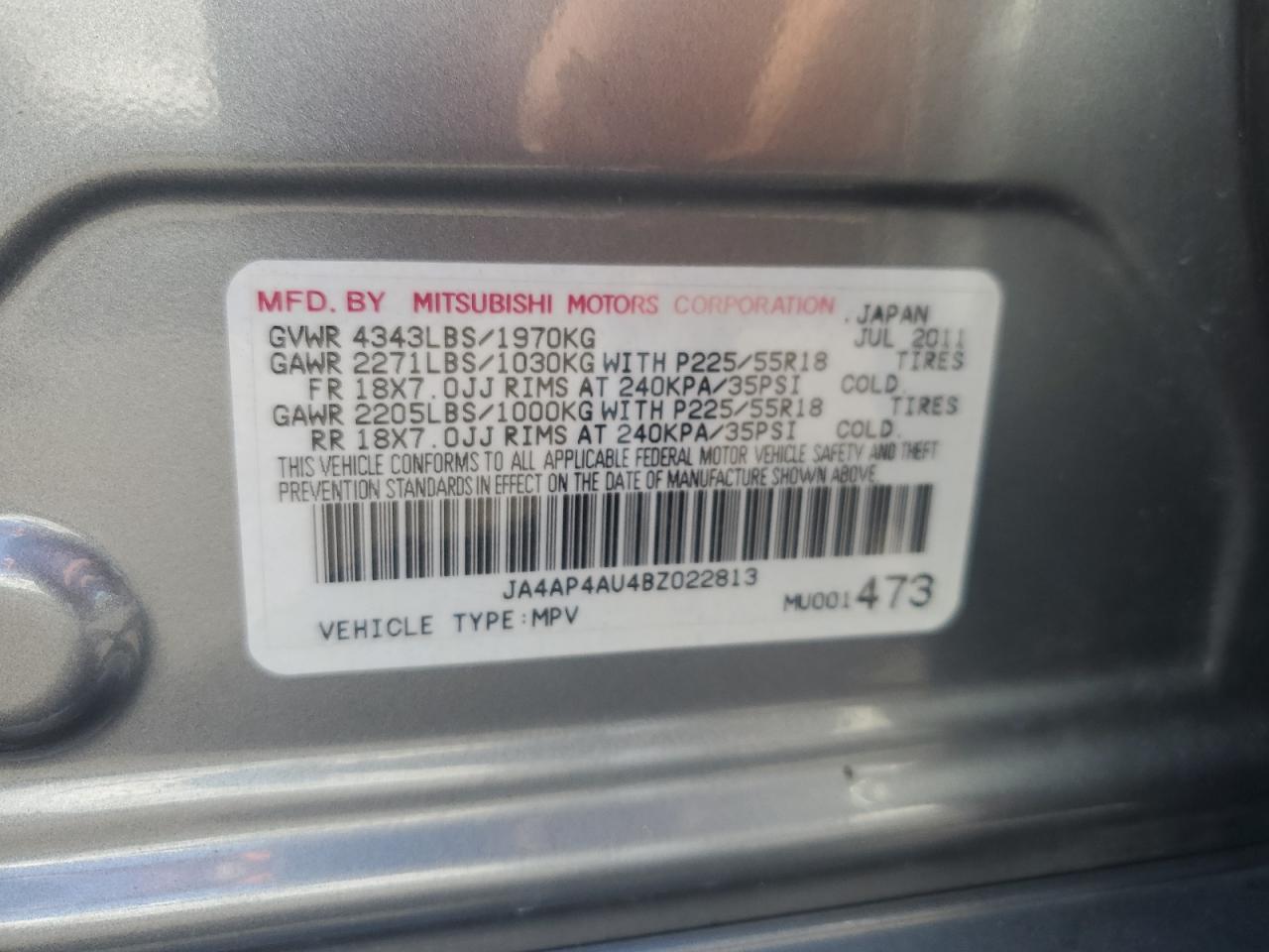2011 MITSUBISHI outlander