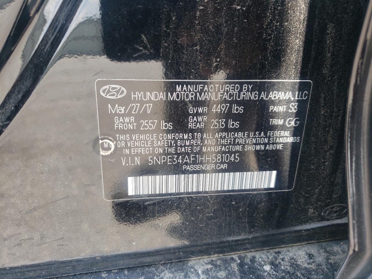 2017 HYUNDAI SONATA