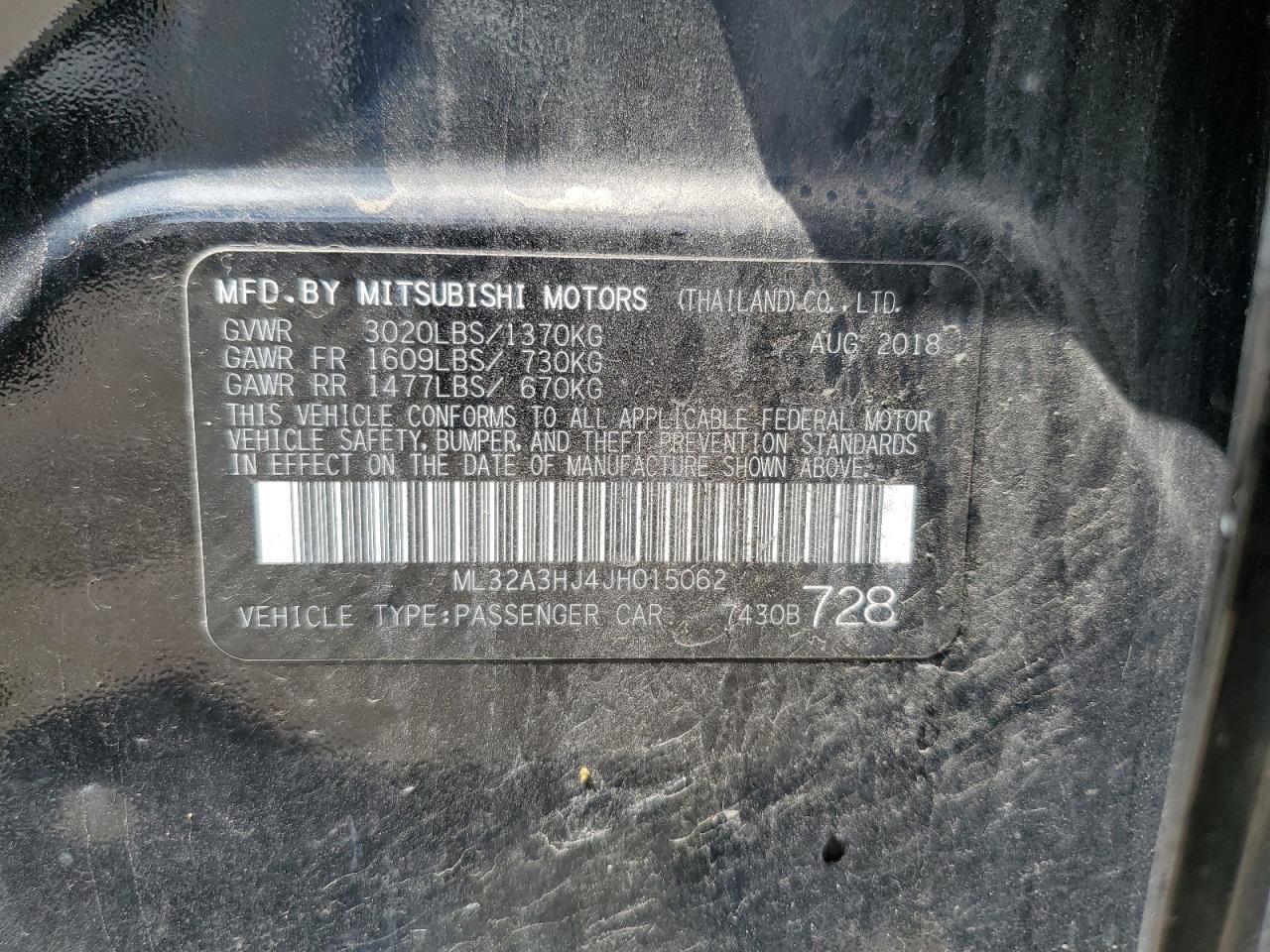 2018 MITSUBISHI MIRAGE