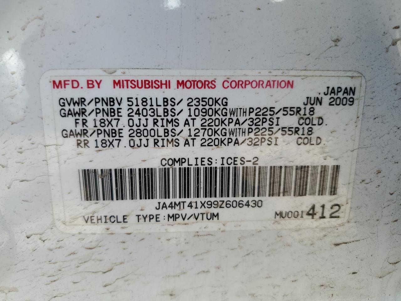 2009 MITSUBISHI outlander