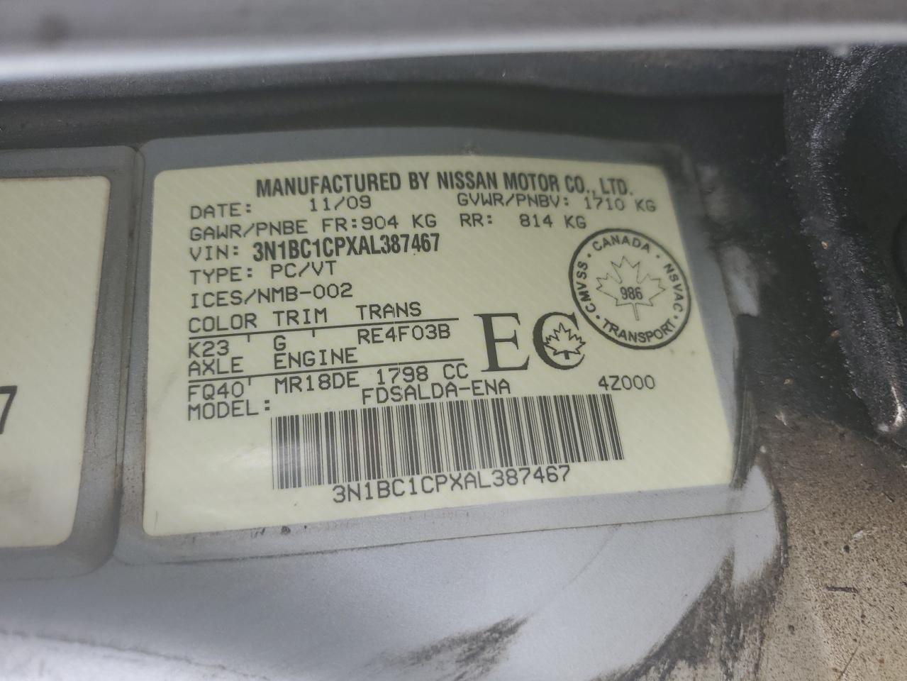 2010 NISSAN VERSA