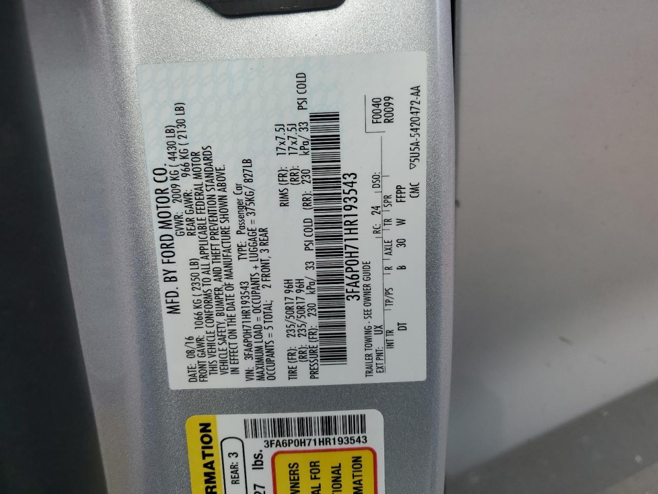 2017 FORD FUSION