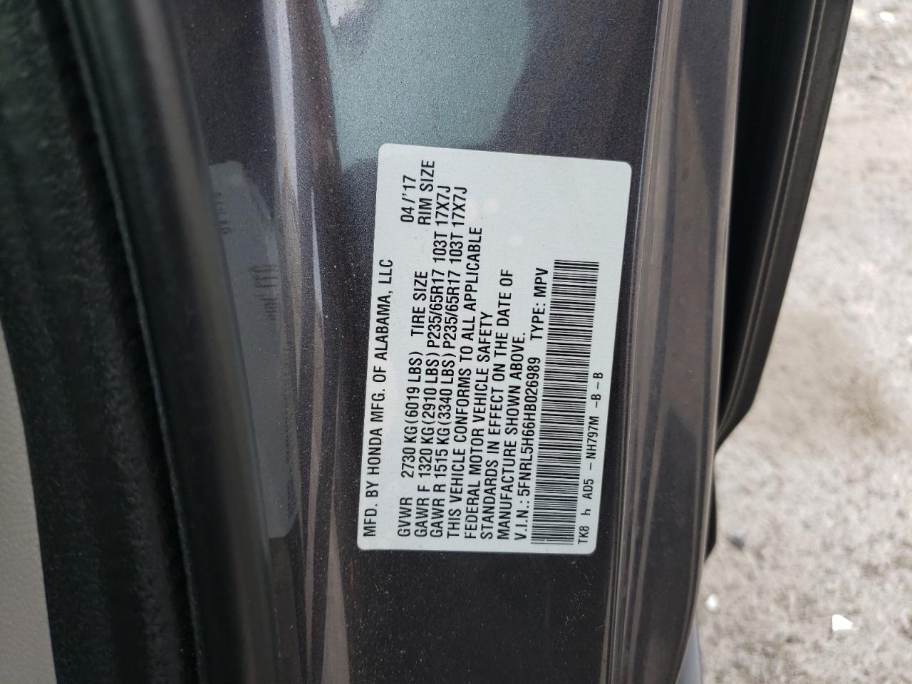 2017 HONDA ODYSSEY