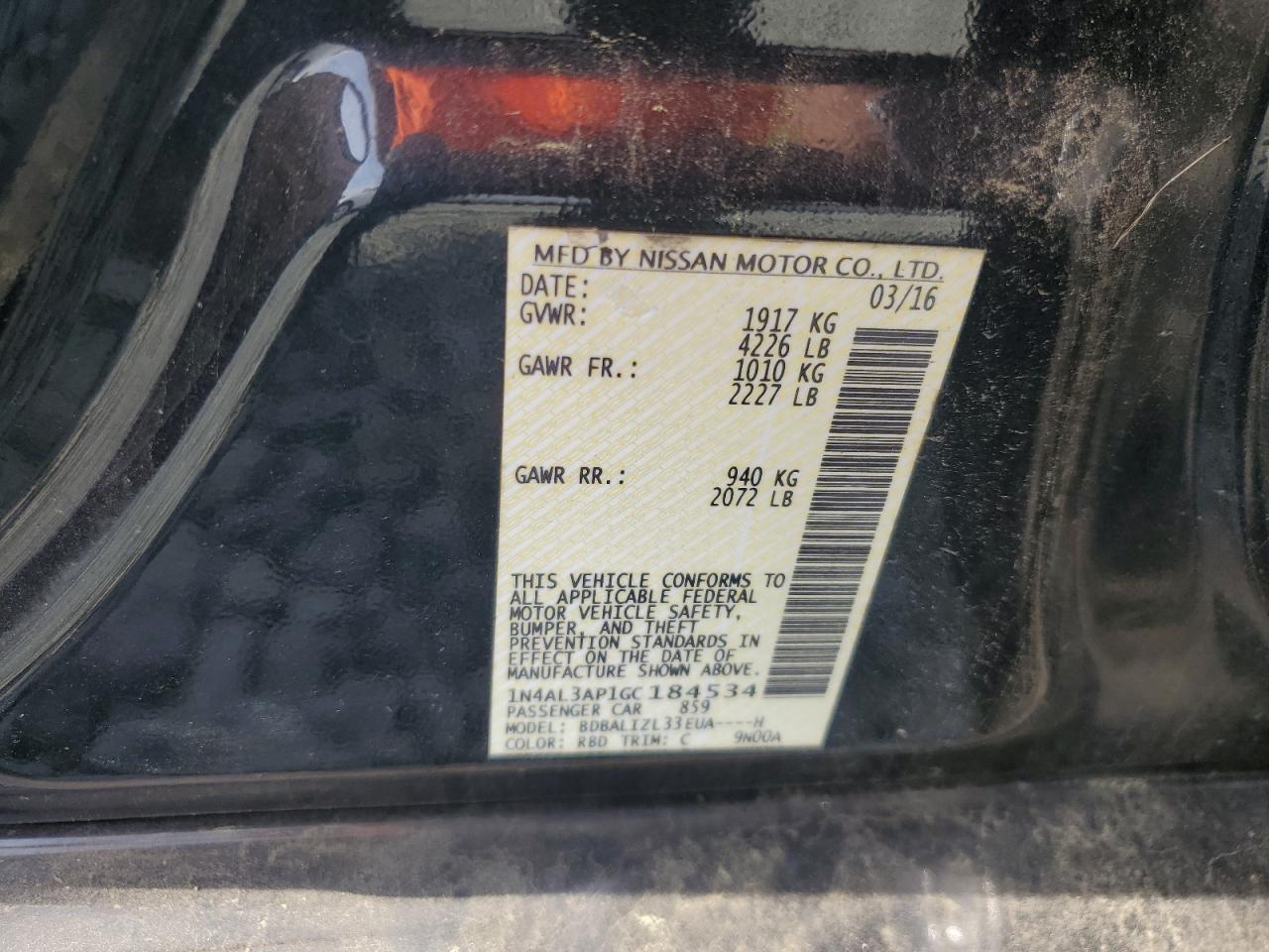2016 NISSAN ALTIMA