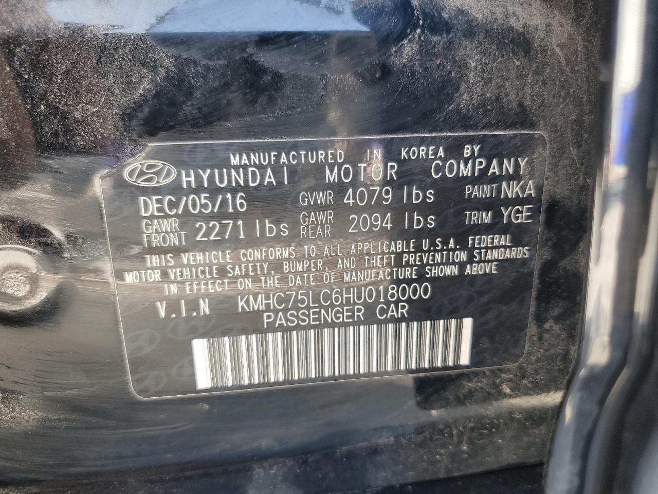 2017 HYUNDAI Ioniq