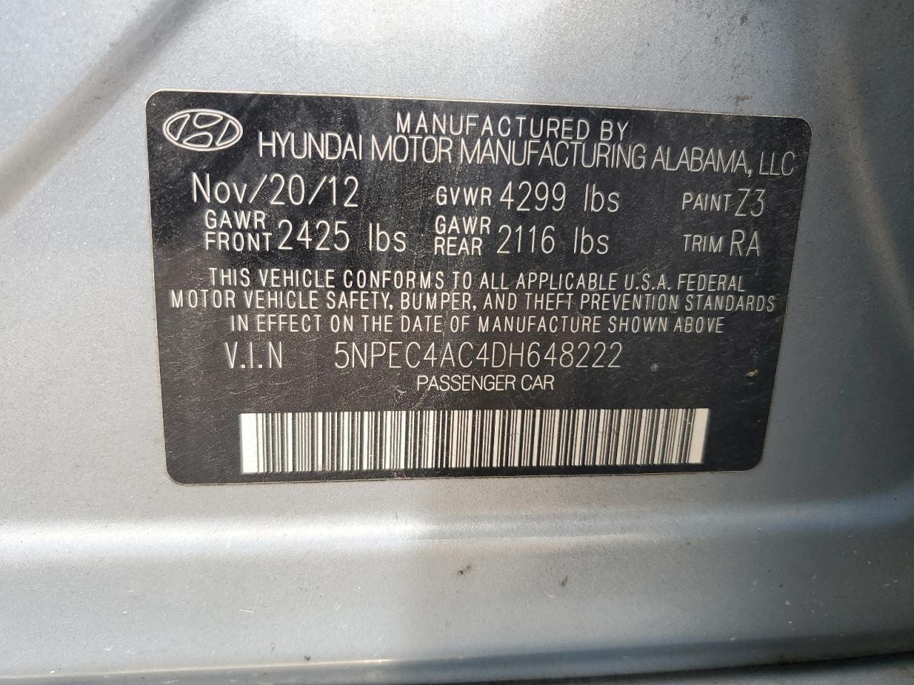 2013 HYUNDAI SONATA