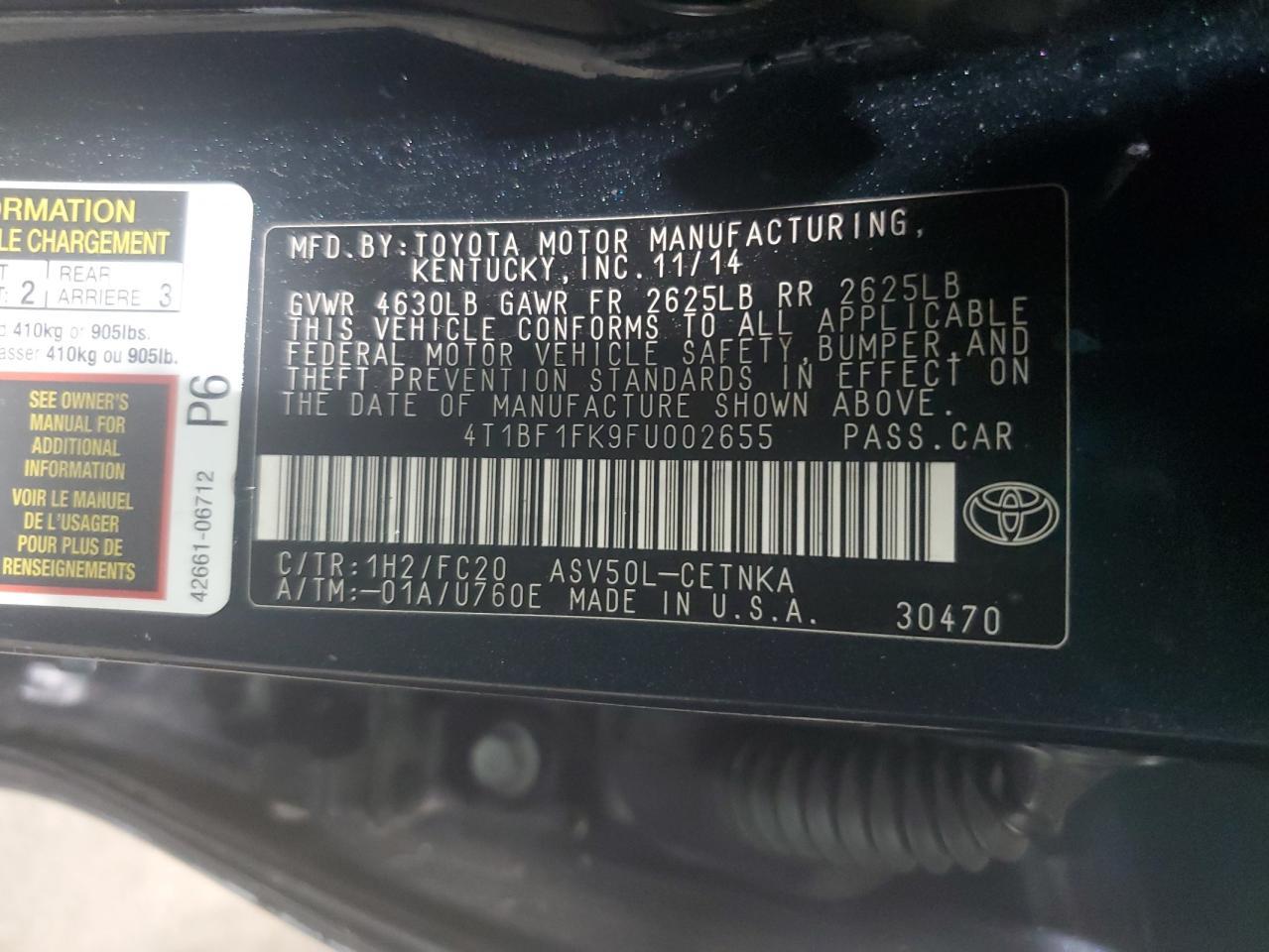 2015 TOYOTA CAMRY