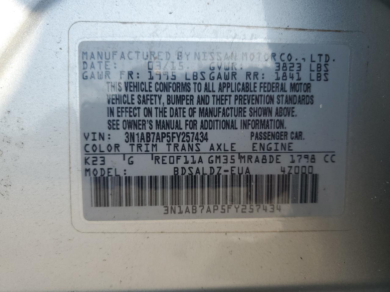 2015 NISSAN SENTRA