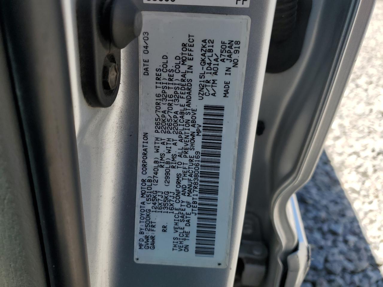 2003 TOYOTA 4Runner