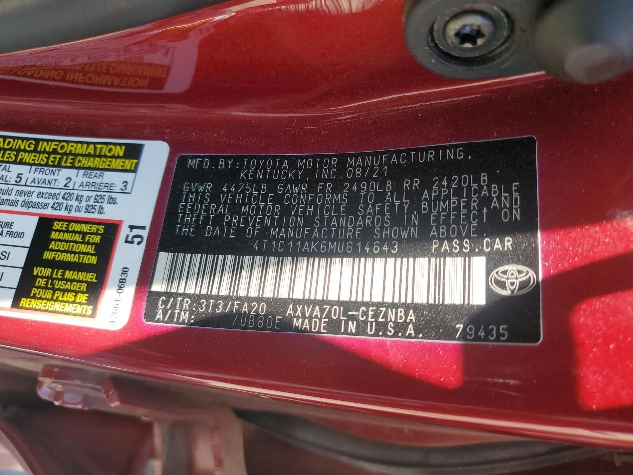 2021 TOYOTA CAMRY