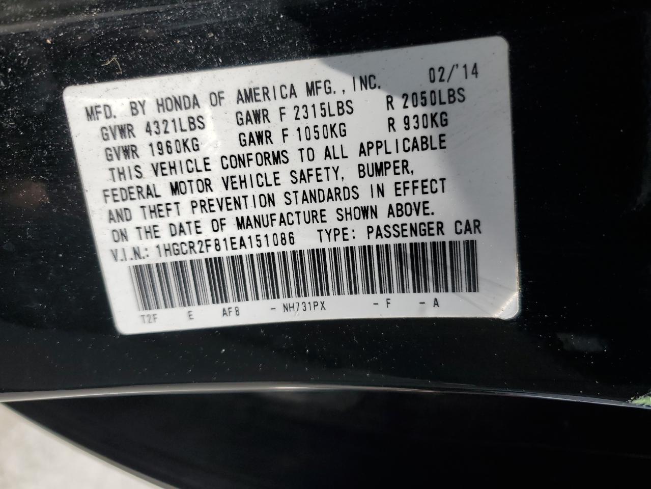 2014 HONDA ACCORD